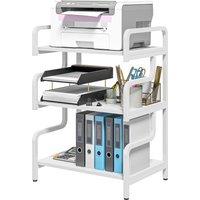 HOMCOM 3-Tier Storage Shelves, Metal Shelving Unit, Industrial Printer Table for Home Office, Display Rack for Living Room, White Aosom UK