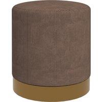 HOMCOM Corduroy Fabric Round Footstool, Modern Upholstered Foot Stool for Living Room, Entryway, Light Brown Aosom UK