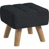 HOMCOM Linen-Look Square Padded Footstool - Black