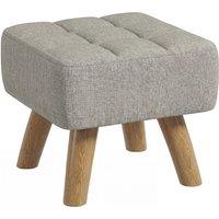 HOMCOM Linen-Look Square Padded Footstool - Light Brown