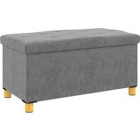 HOMCOM Velvet Upholstered Foldable Ottoman Footrest, Storage Ottoman Bench with Wood Legs for Living Room, Grey