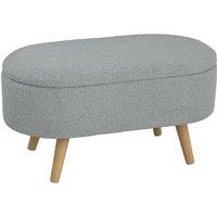 HOMCOM Teddy Fleece Storage Ottoman - Grey