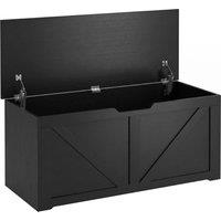 HOMCOM 127L Home Storage Box, with Safety Hinges - Black Wood-Effect
