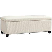 HOMCOM Storage Ottoman Bench, Corduroy Footstool with Removable Lid and Legs, 112cm Storage Chest Box for Living Room, Bedroom, Hallway, Beige