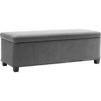 HOMCOM Storage Ottoman Bench, Corduroy Footstool with Removable Lid and Legs, 112cm Storage Chest Box for Living Room, Bedroom, Hallway, Grey