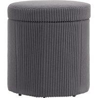 HOMCOM 40cm Round Storage Ottoman, Corduroy Footstool with Removable Lid and Legs, Vanity Stool for Living Room, Bedroom, Grey