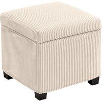 HOMCOM Storage Ottoman Bench, Corduroy Footstool with Removable Lid and Legs, 40cm Storage Chest Box for Living Room, Bedroom, Hallway, Beige