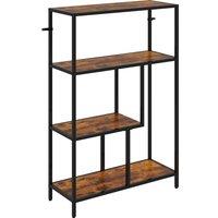 HOMCOM 4-Tier Bookshelf with Open Shelves - Rustic Brown