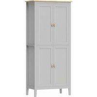 HOMCOM Tall Pantry Cupboard with Motion Sensor LED Light - Grey