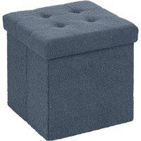HOMCOM Foldable Sherpa Fleece Storage Ottoman - Blue