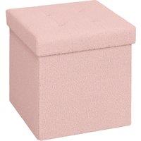 HOMCOM Foldable Sherpa Fleece Storage Ottoman - Pink