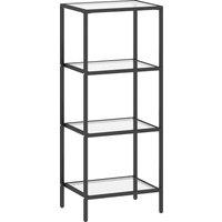 HOMCOM 4-Tier Shelving Unit, Glass Shelf, Vertical Storage Shelf for Living Room, Home Office, Bedroom, Bathroom, Black