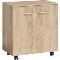 HOMCOM Mobile Sideboard Cabinet with 2 Doors and Internal Shelves for Living Room, Bedroom, 60L x 35W x 65H cm, Natural Wood