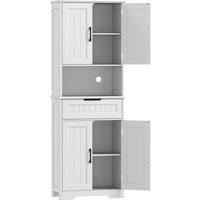 HOMCOM 172 cm Tall Kitchen Pantry Cupboard w/ Small Open Counter, Freestanding Kitchen Cabinet w/ 2 Adjustable Shelves, White