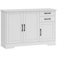 HOMCOM Sideboard with 2 Drawers Modern Storage Cabinet, Kitchen Cupboard with Adjustable Shelf and 3 Doors White