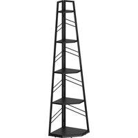 HOMCOM Corner Bookcase, 5-Tier Floor Standing Bookshelf, Shelving Unit for Living Room, Study, Bedroom, Black