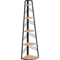 HOMCOM Corner Bookcase, 5-Tier Floor Standing Bookshelf, Shelving Unit for Living Room, Study, Bedroom, Natural Wood Finish