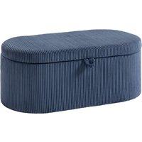 HOMCOM Storage Ottoman, Corduroy Upholstered Ottoman Storage Box with Padded Seat, 105 x 51 x 49 cm, Blue