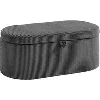 HOMCOM Storage Ottoman, Corduroy Upholstered Ottoman Storage Box with Padded Seat, 105 x 51 x 49 cm, Dark Grey
