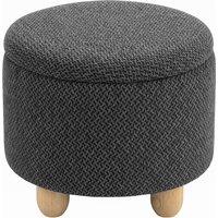 HOMCOM Storage Sitting Bench with Lid, Round Storage Ottoman with Rubberwood Legs, Dark Grey