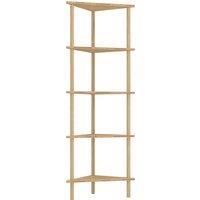 HOMCOM Bamboo Storage Shelf, 5-tier Corner Shelf, Freestanding Shelving Unit for Living Room, Home Office, Natural Wood Finish