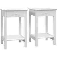 HOMCOM White Bedside Table, Wooden Side Table, Nightstand, Bedside Cabinet with Drawer and Storage Shelf for Bedroom, Set of 2 Aosom UK