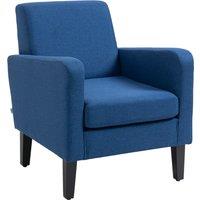 HOMCOM Modern Accent Chair, Occasional Chair with Rubber Wood Legs for Living Room, Bedroom, Blue