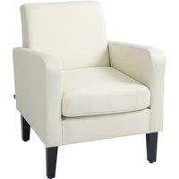 Modern Accent Chair, HOMCOM Single Sofa Occasional Chair with Rubber Wood Legs for Living Room, Bedroom, Cream White Aosom UK