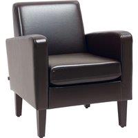 HOMCOM Modern Armchair with Rubber Wood Legs, Upholstered Accent Chair, Single Sofa for Living Room, Bedroom, Brown