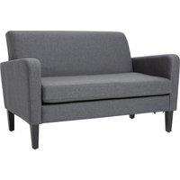 HOMCOM Linen Modern-Curved 2-Seat Sofa Loveseat w/ Thick Cushion Wood Legs Foot Pads Single Compact Home Furniture Grey Aosom UK