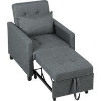 HOMCOM 3-In-1 Chair Bed, Convertible Sleeper Chair with Adjustable Backrest, Pillow and Footrest for Living Room, Dark Grey