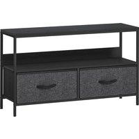HOMCOM TV Stand Cabinet with 2 Foldable Drawers - Black