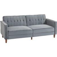 HOMCOM Velvet-Feel Three-Seater Sofa Bed - Dark Grey