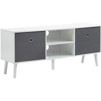 HOMCOM TV Cabinet for TVs up to 50 Inch, TV Entertainment Center with Storage Compartments and Drawer,for Living Room,White and Grey Aosom UK