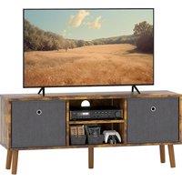 HOMCOM TV Cabinet Stand Unit for TVs up to 50'' with Foldable Drawers, Entertainment Centre for Living Room Rustic Brown Aosom UK