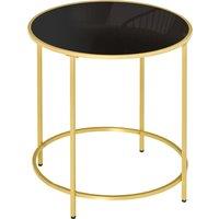 HOMCOM Modern Round Side Table, Gold Metal Base, Tempered Glass Top, Elegant Coffee Table for Living Room, Bedroom, Dining Area. Aosom UK