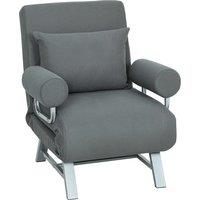 HOMCOM Single Sofa Bed, 3-in-1 Convertible Folding Chair Bed with Adjustable Backrest, Removable Armrests, Dark Grey