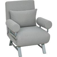 HOMCOM Single Sofa Bed, 3-in-1 Convertible Folding Chair Bed with Adjustable Backrest, Removable Armrests, Light Grey