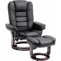 HOMCOM Manual Recliner and Footrest Set PU Leather Leisure Lounge Chair Armchair with Swivel Wood Ba
