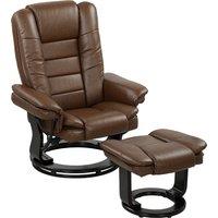 HOMCOM Faux Leather 135 Reclining Chair and Footstool - Brown