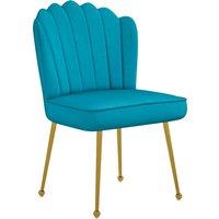 HOMCOM Velvet-Feel Shell Accent Chair - Blue Aosom UK