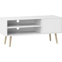 HOMCOM TV Stand up to 55 Inches, TV Unit with Open Shelves and Cable Holes - White