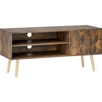 HOMCOM TV Stand up to 55 Inches, TV Unit with Open Shelves and Cable Holes - Brown