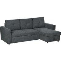 HOMCOM 3 Seater Sofa Bed, L-Shaped Corner Sofa, Convertible Click Clack Settee Sectional Sleeper Futon for Living Room, Office, Dark Grey Aosom UK