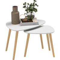HOMCOM Nesting Coffee Table, Set of 2 Side Tables, Stacking End Tables with Solid Wood Legs, for Living Room Bedroom, Light Grey