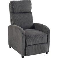 HOMCOM Recliner Armchair, Corduroy Push Back Reclining Chair with Thick Padding, Dark Grey