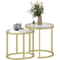 HOMCOM Modern Coffee Table Set of 2, Nest of Tables with Steel Frame and Tempered Glass Tabletop, Side Tables for Living Room Bedroom, Clear