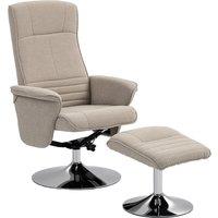HOMCOM Swivel Recliner Chair with Footstool, Velvet Recliner Armchair with Ottoman, Steel Base, Upholstered Reclining Chair for Living Room, Bedroom, Office, Beige
