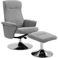 HOMCOM Swivel Recliner Chair with Footstool, Velvet Recliner Armchair with Ottoman, Steel Base, Upholstered Reclining Chair for Living Room, Bedroom, Office, Grey