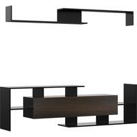 HOMCOM Modern TV Cabinet with Wall Shelf, TV Unit with Storage Shelf and Cabinet, for Wall-Mounted 6